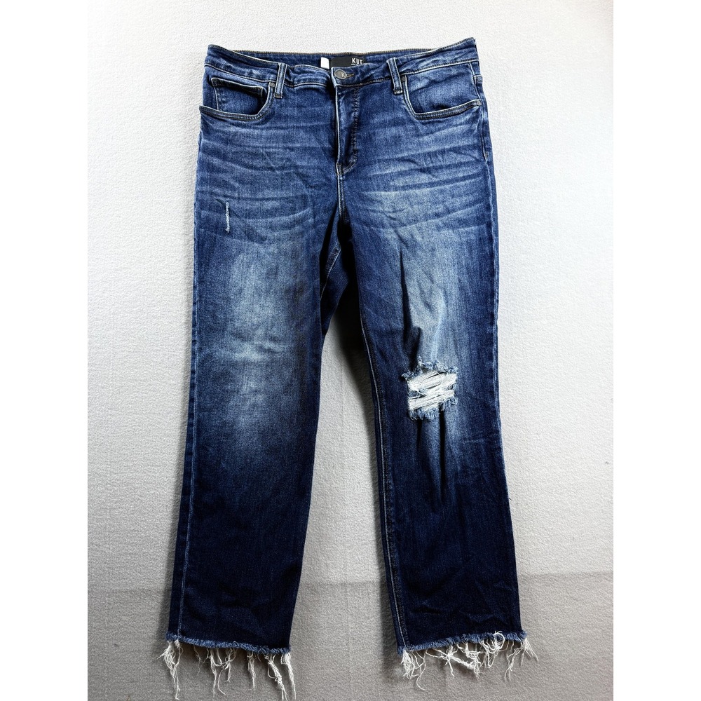 KUT From The Kloth Jeans Womens 14 Blue Rachael Mom Distressed Raw Hem 35x26